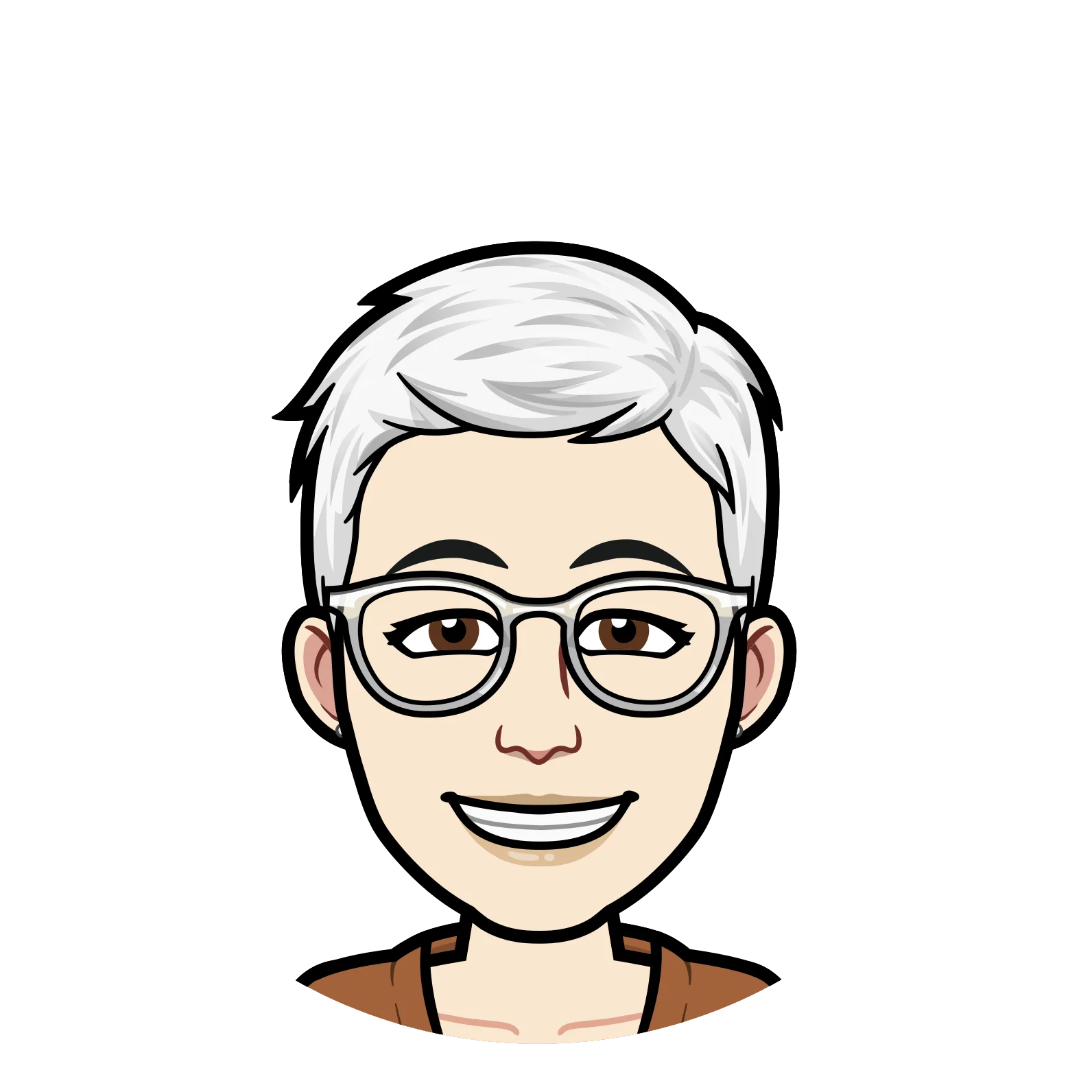 Friendly Mature Male Cartoon Clipart Avatar with Glasses and Warm Smile
