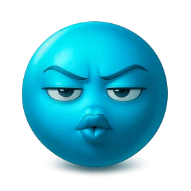 Frustrated Blue Emoji Clipart with Intense Unamused Facial Expression