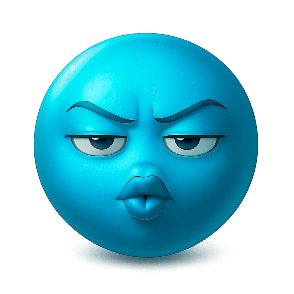 Frustrated Blue Emoji Clipart with Intense Unamused Facial Expression