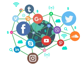Global Social Media Network Connectivity Illustration Clipart Design
