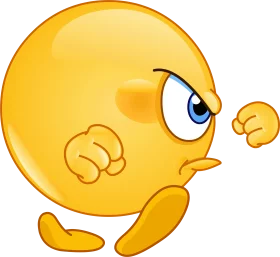 Grumpy Yellow Emoji Clipart: Expressive Cartoon Character with Angry Stance
