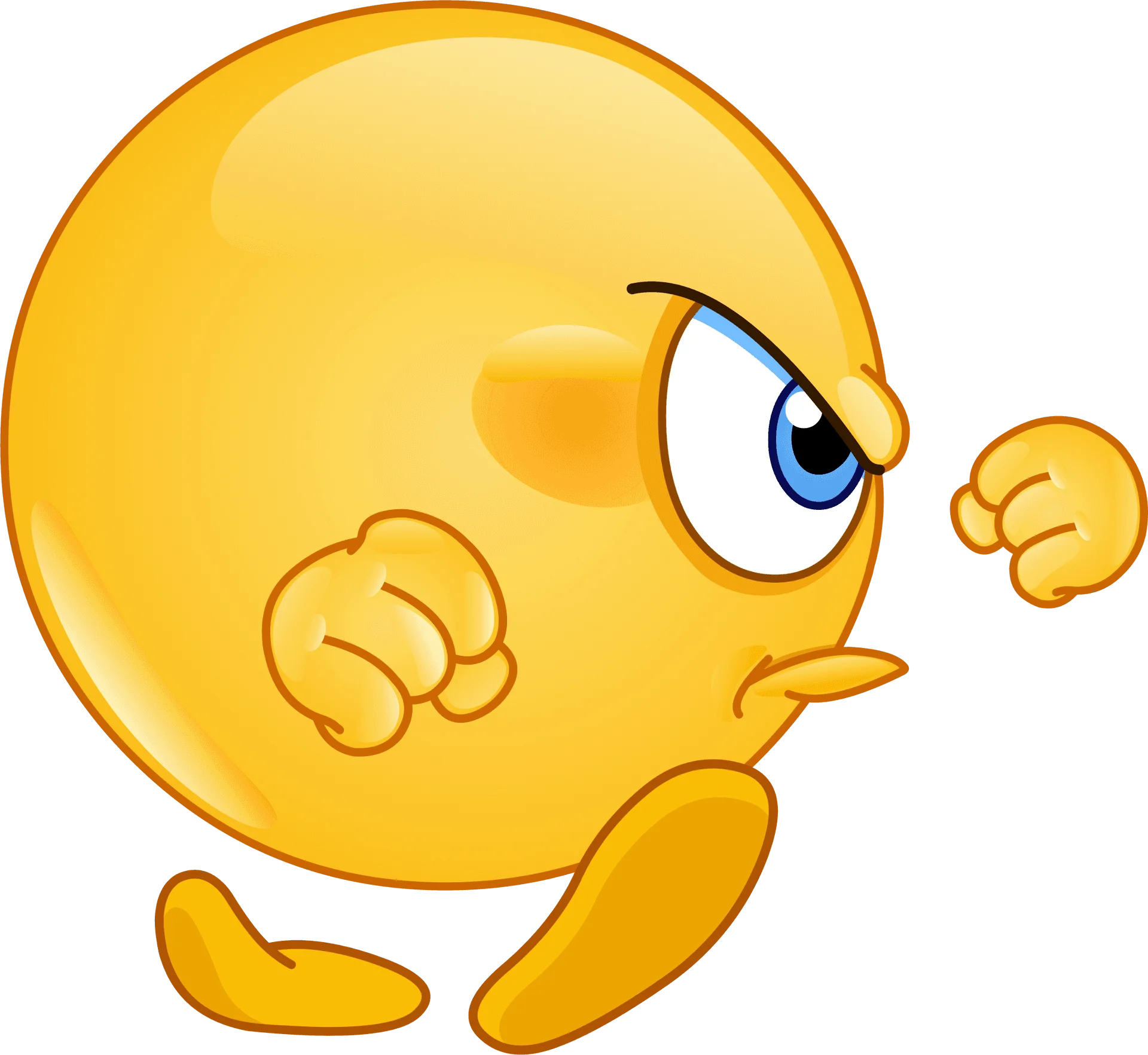 Grumpy Yellow Emoji Clipart: Expressive Cartoon Character with Angry Stance