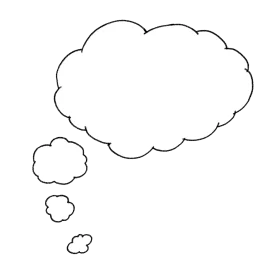 Hand-Drawn Contemplative Cloud-Shaped Thought Bubble Clipart Illustration