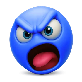 Intense Blue Rage Emoji Clipart: Explosive Emotional Expression of Fury