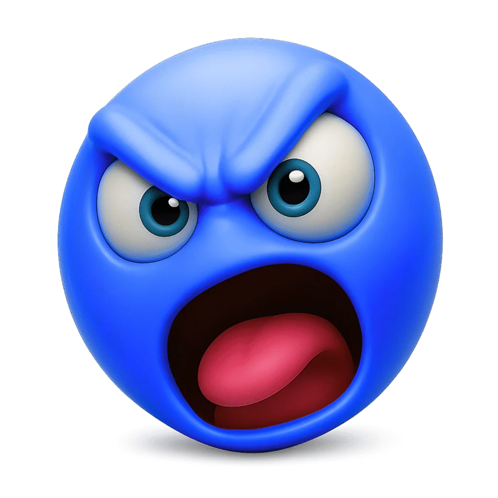 Intense Blue Rage Emoji Clipart: Explosive Emotional Expression of Fury