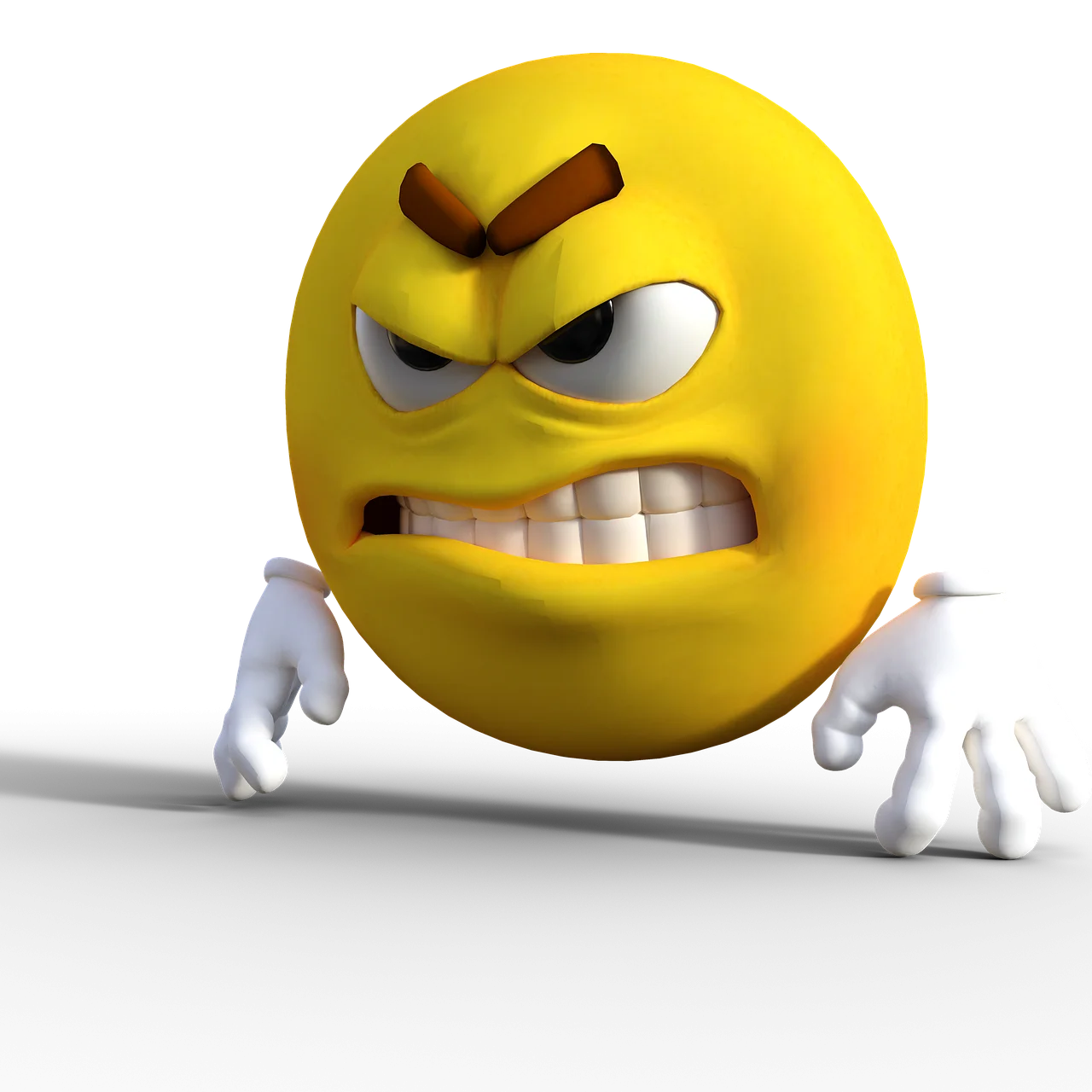 Intense Fury Emotion Clipart: 3D Animated Angry Yellow Emoji Character