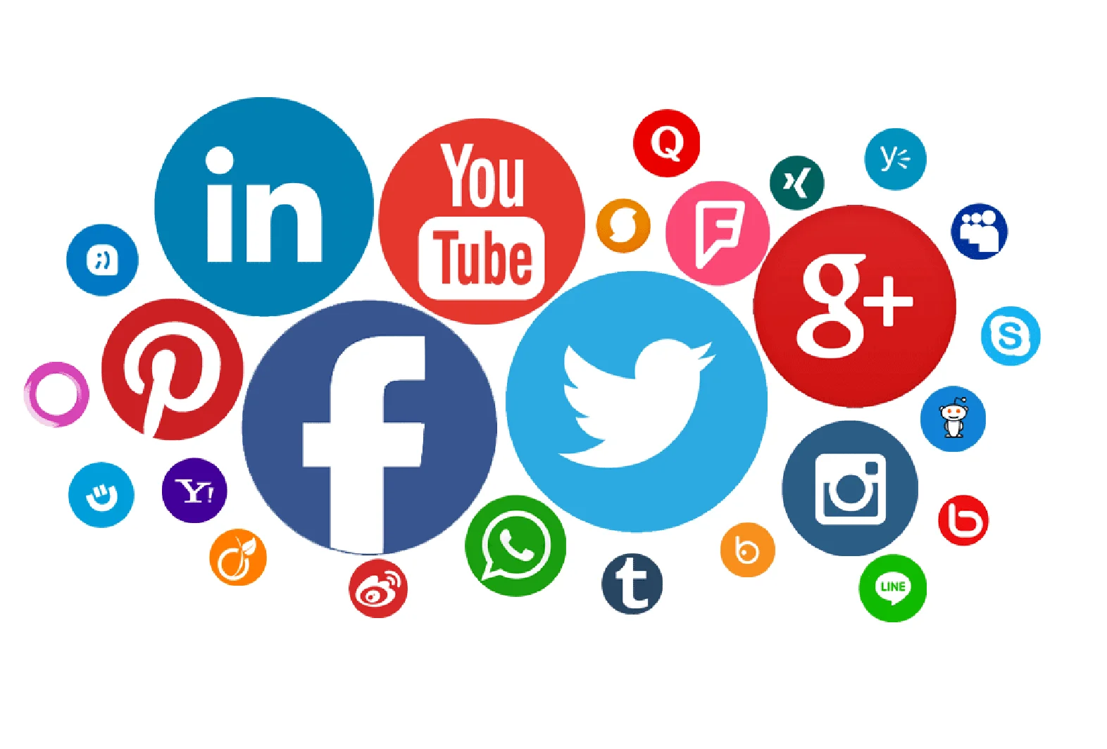 Interconnected Social Media Platform Icons Clipart Design Collection