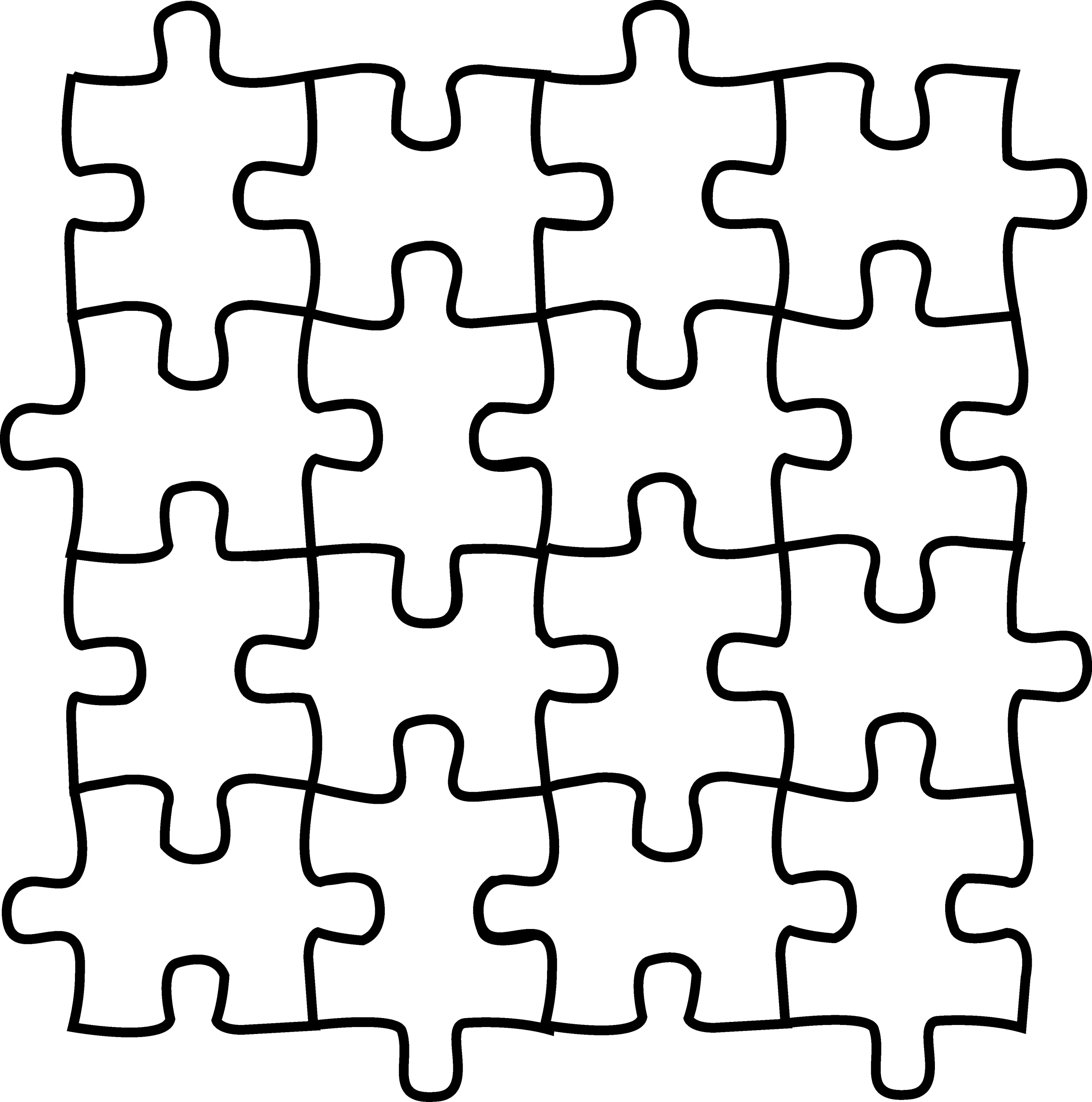 Interlocking Black and White Puzzle Pieces Clipart - Seamless Pattern Design
