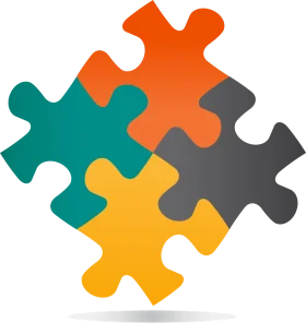 Interlocking Colorful Puzzle Pieces Clipart Representing Teamwork and Problem-Solving