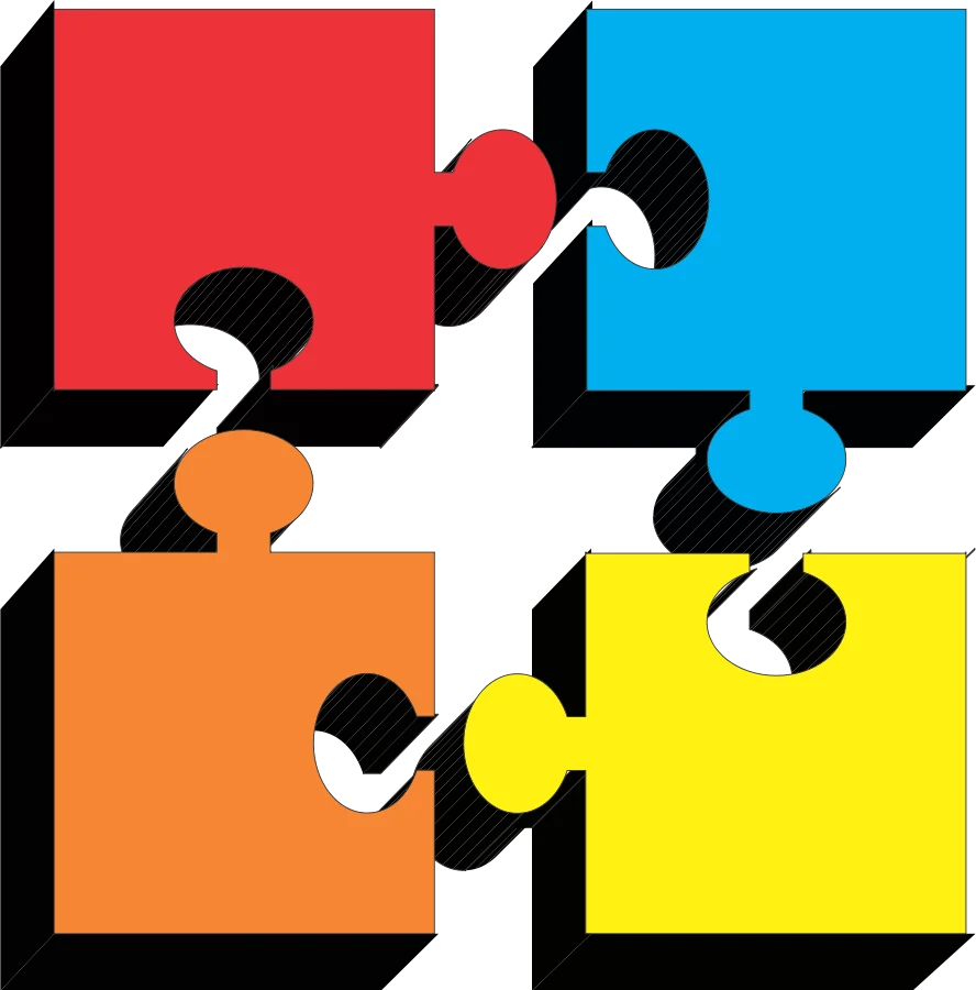 Interlocking Puzzle Pieces Clipart: A Vibrant Collaboration of Colors and Shapes