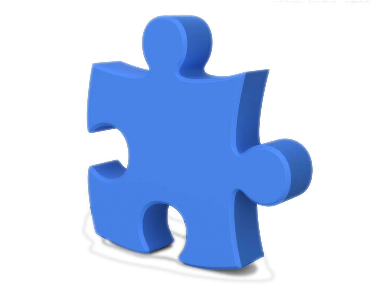 Isolated Blue Puzzle Piece Clipart Representing Connection and Completeness