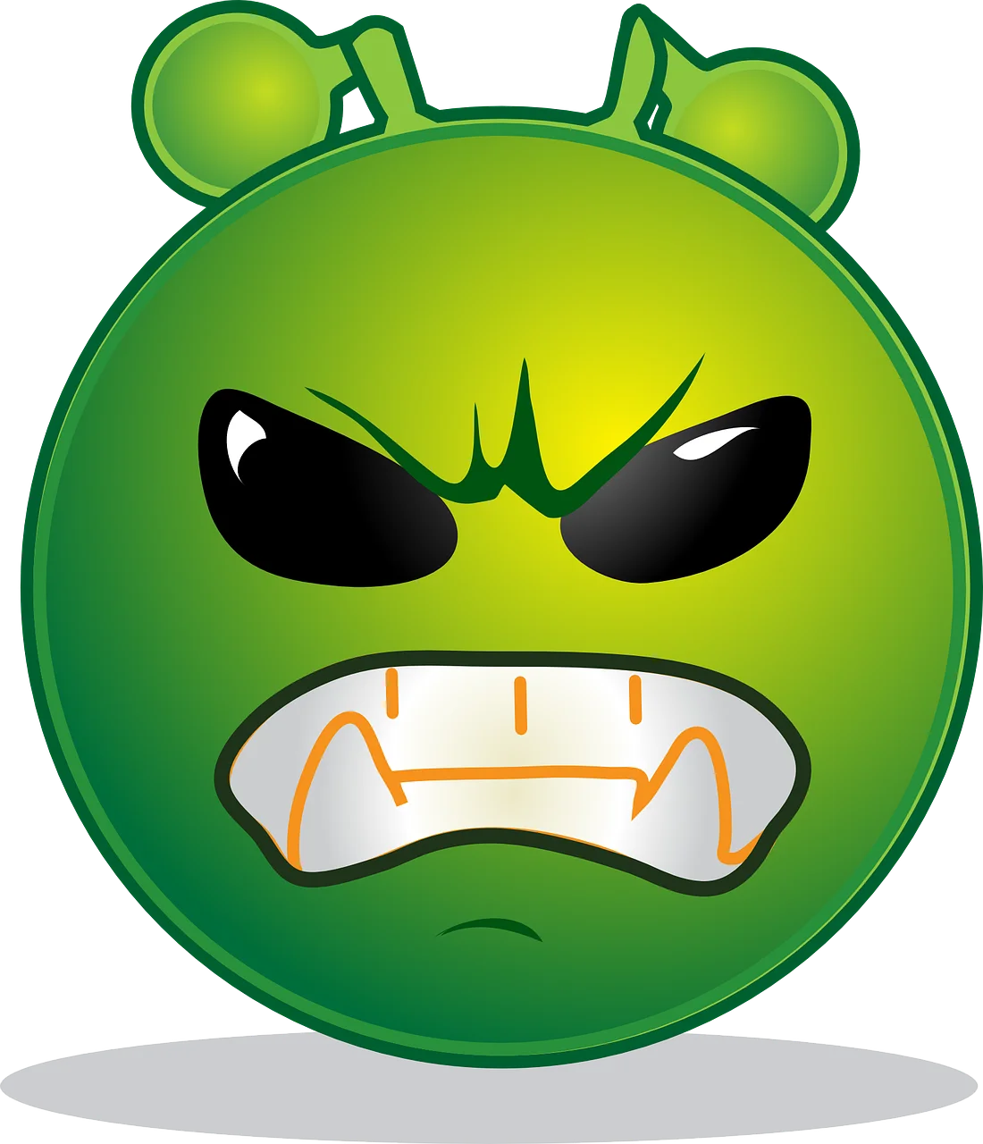 Menacing Green Alien Emoji Clipart with Fierce Angry Expression