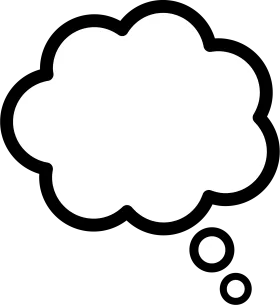 Minimalist Black and White Comic Style Thought Bubble Clipart Design