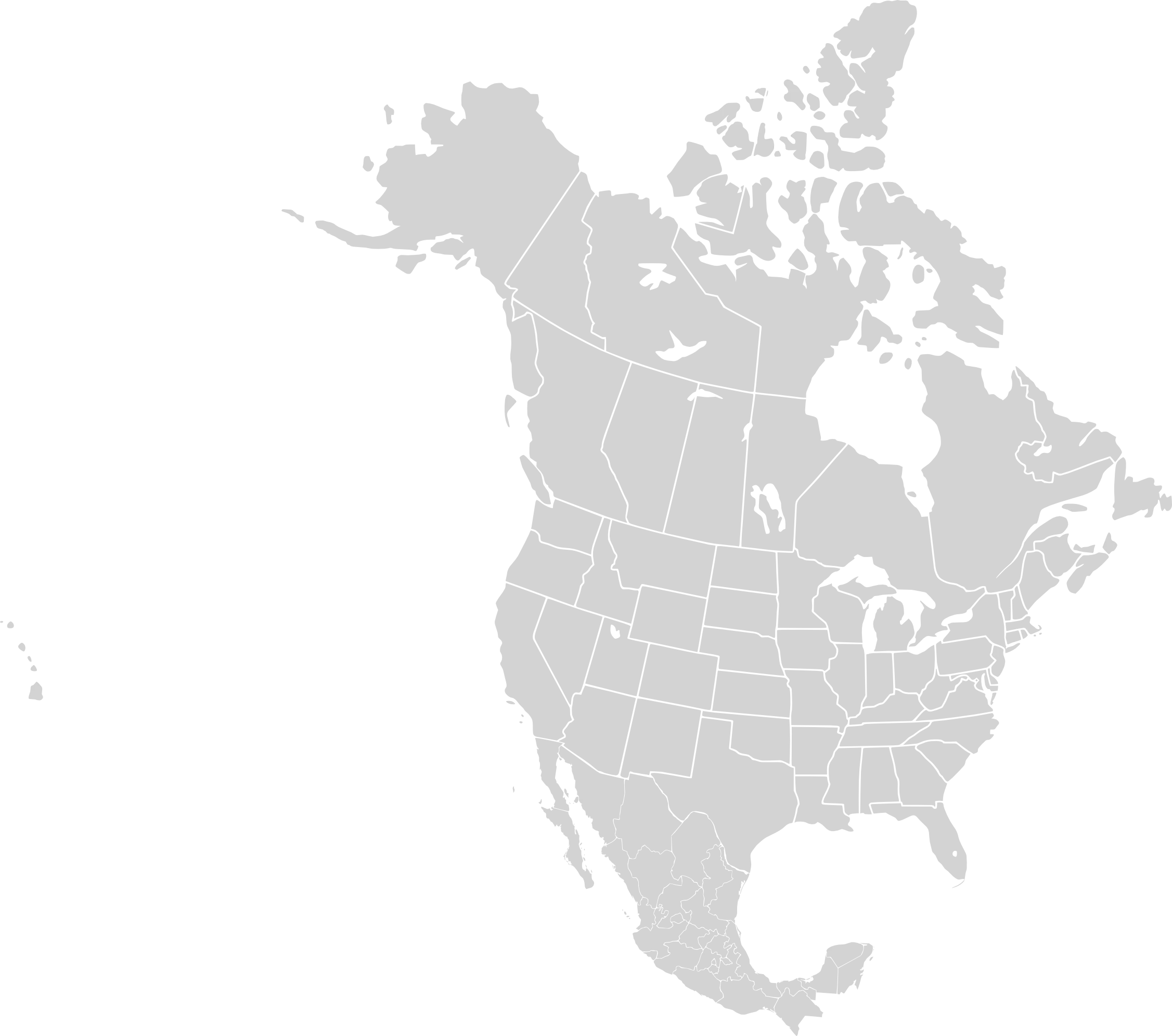 Minimalist North America Continent Grayscale Clipart Map Illustration