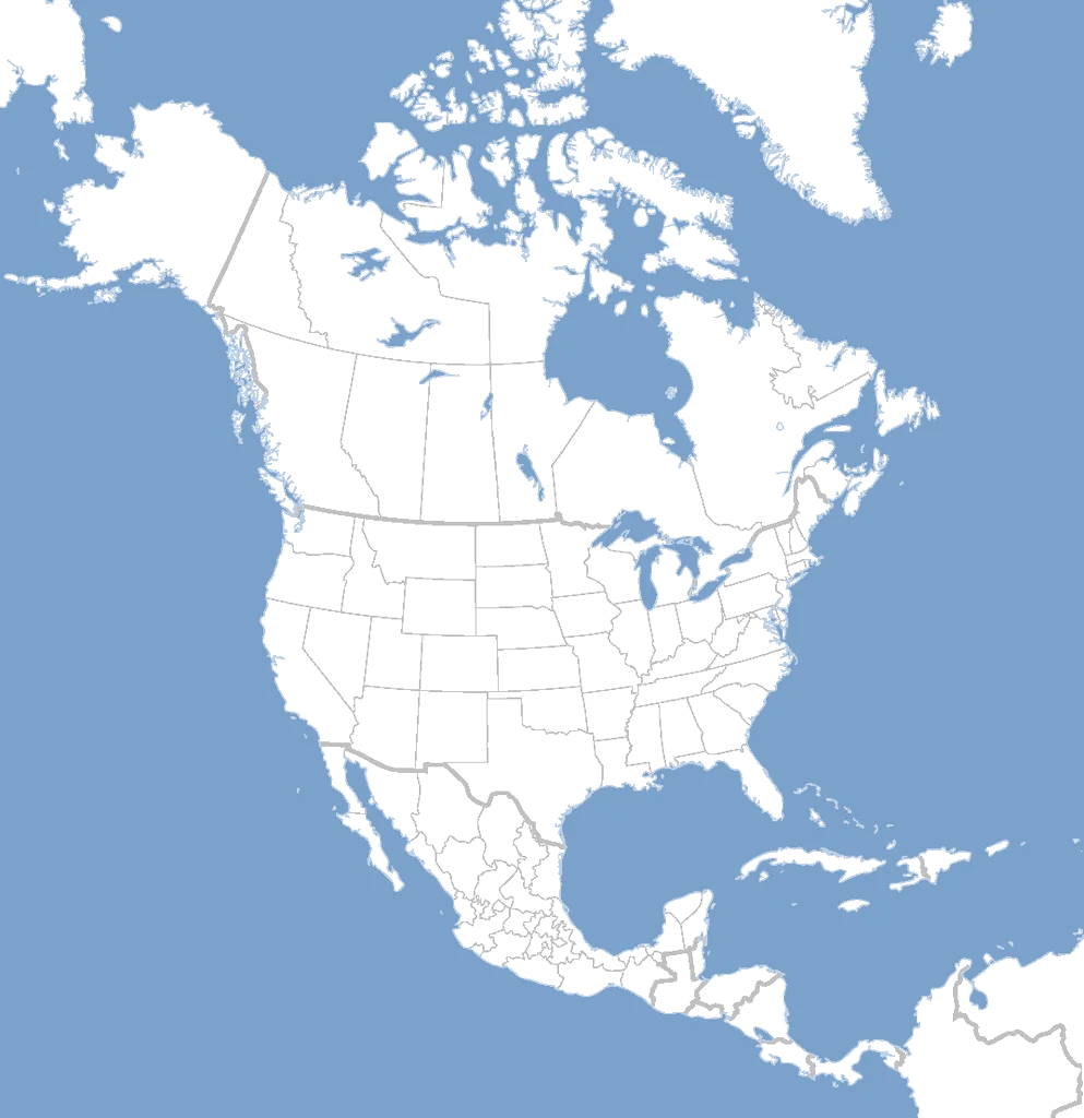 Minimalist North American Continent Political Map Clipart - Clean Geographic Illustration