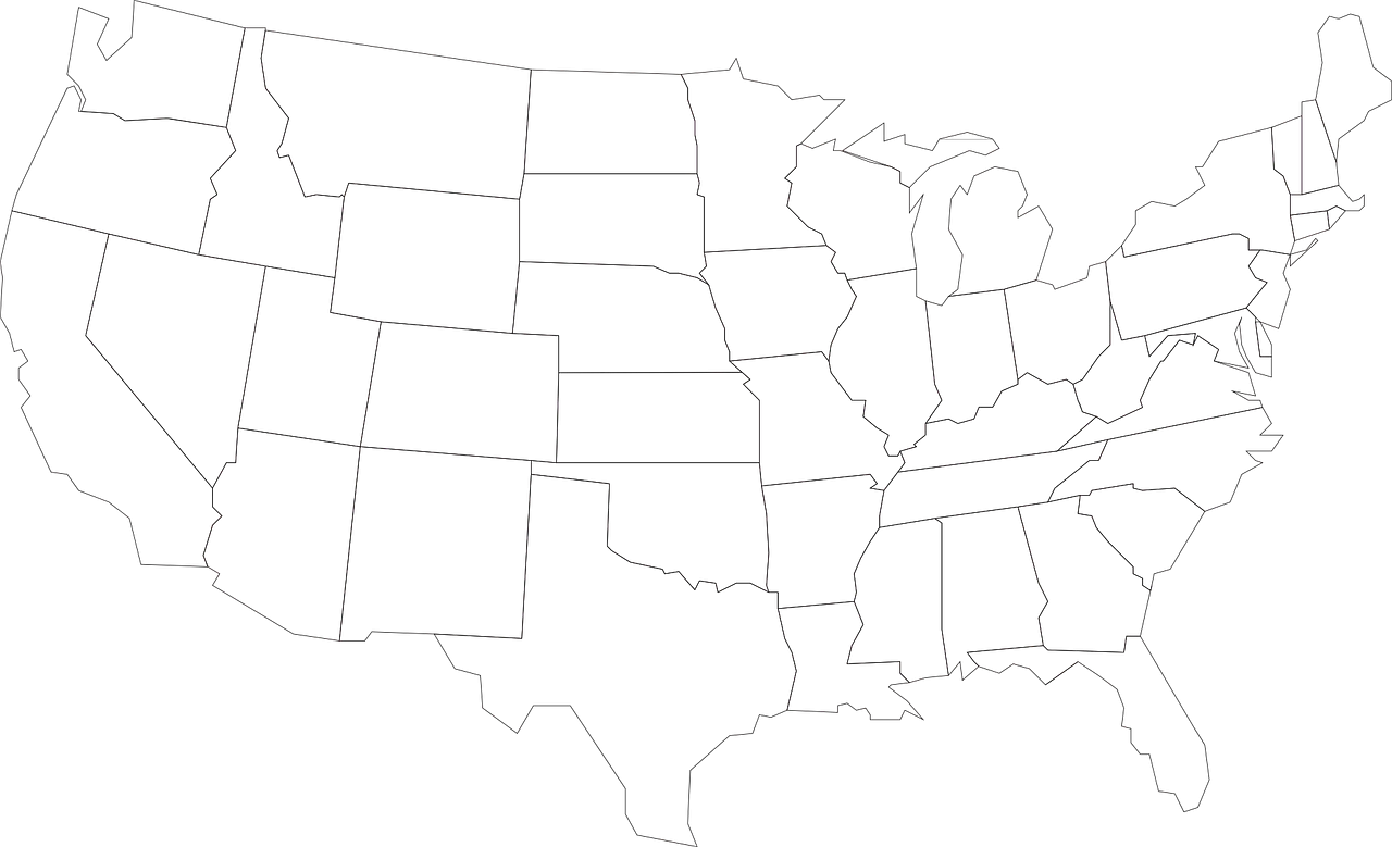 Minimalist Outline Clipart of Contiguous United States Map Silhouette