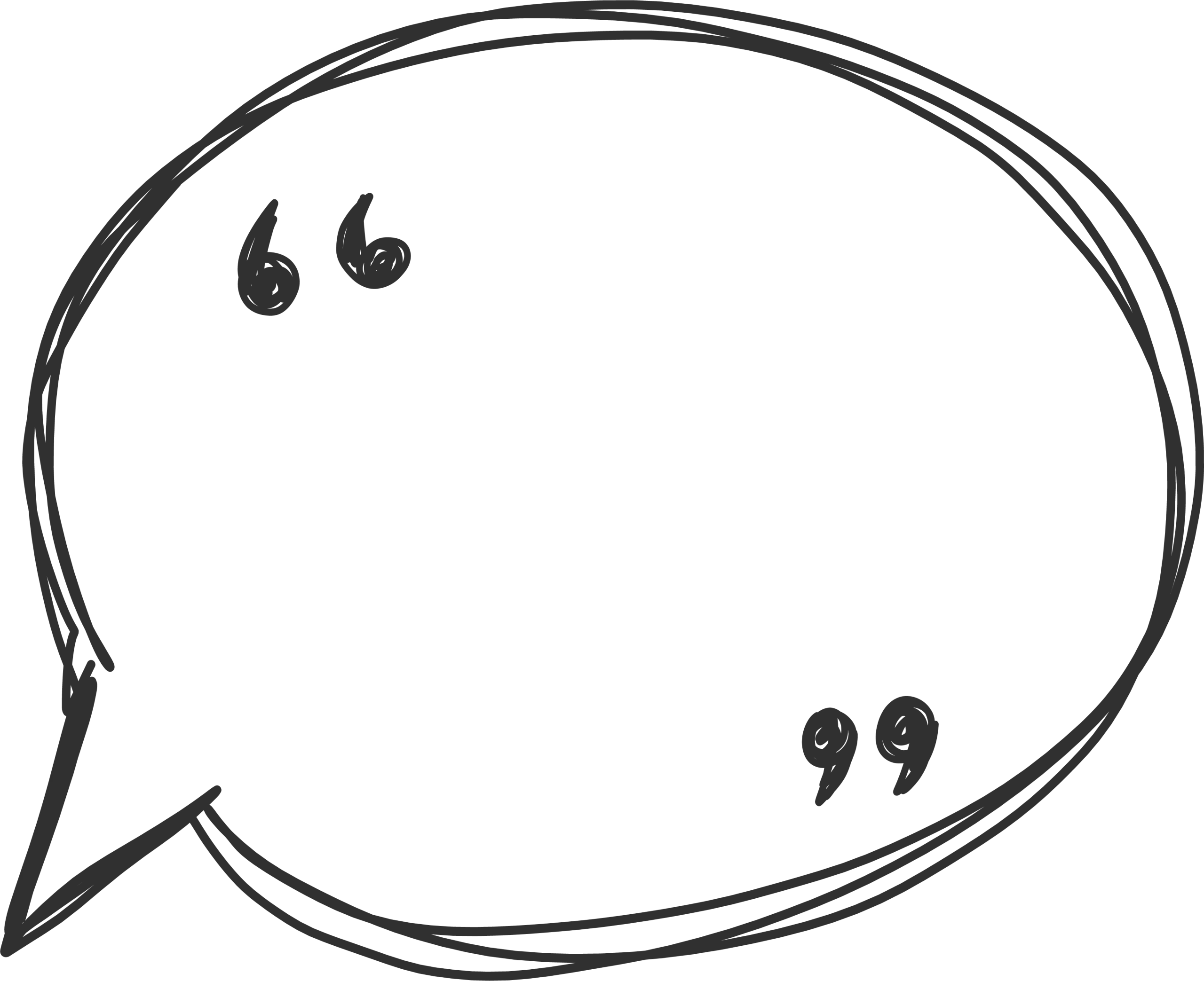Minimalist Sketch Speech Bubble Clipart with Quotation Marks Illustration