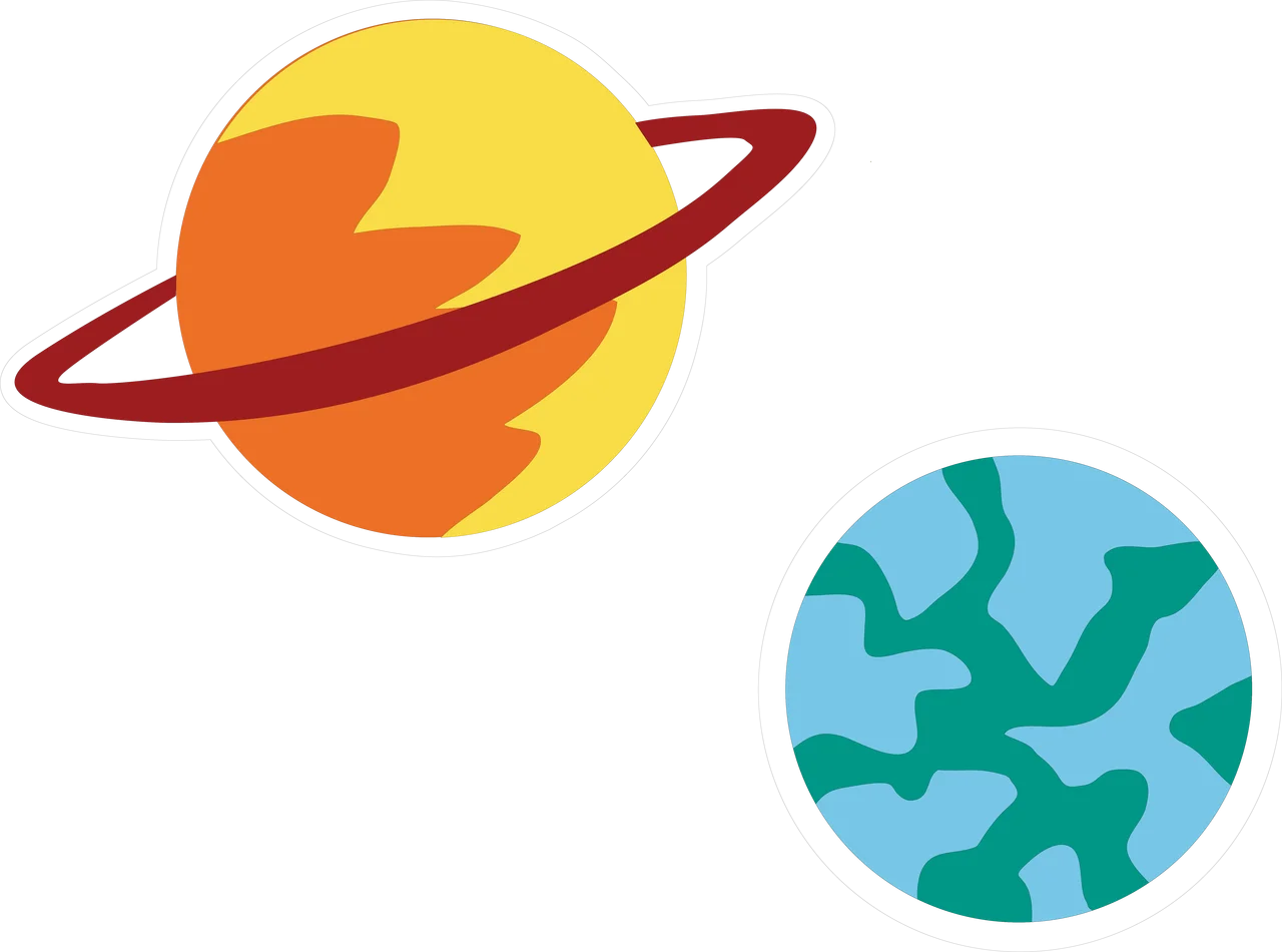 Minimalist Space Adventure: Stylized Planets Clipart Illustration Design