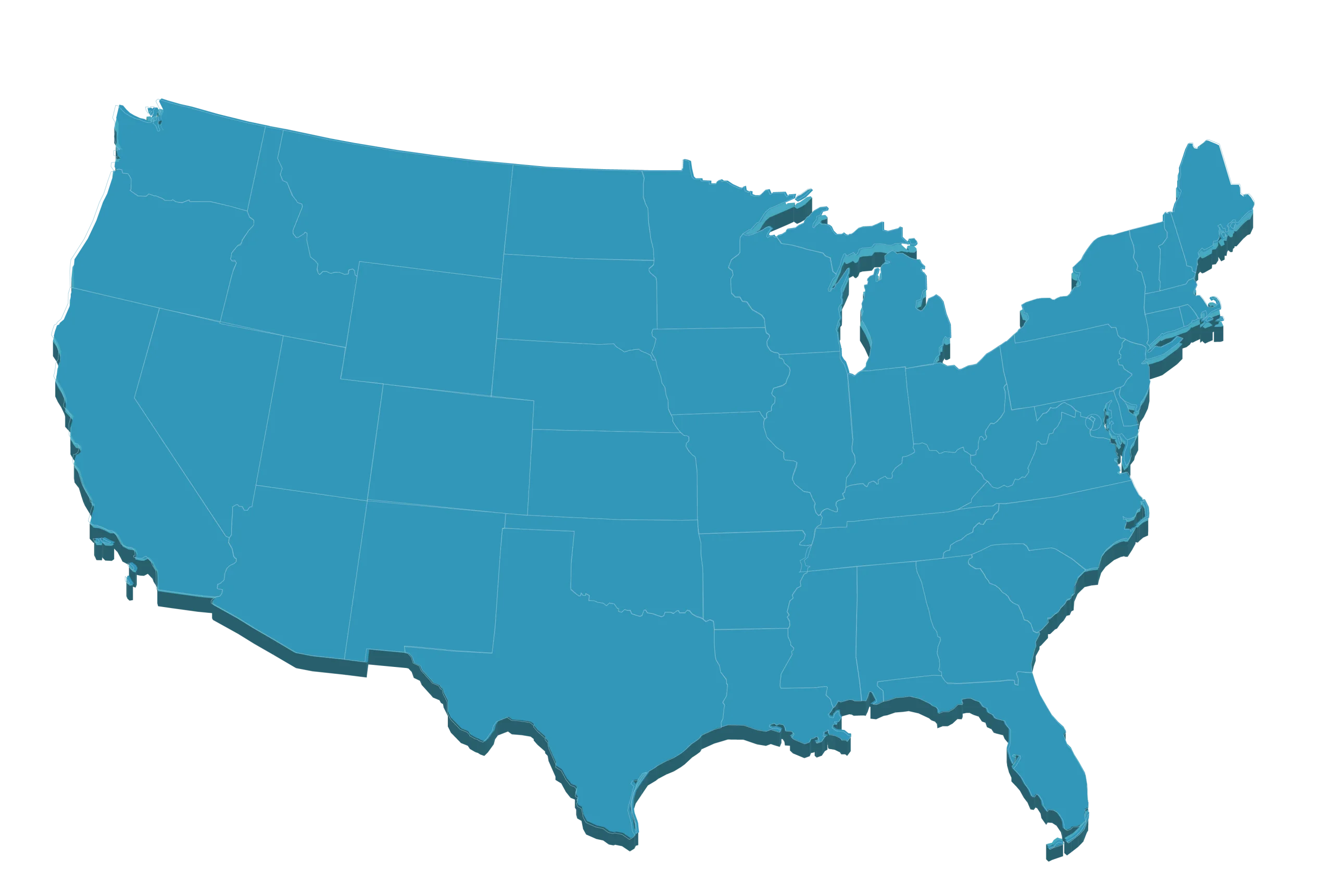 Minimalist United States Geographic Outline Clipart in Soothing Blue Tone