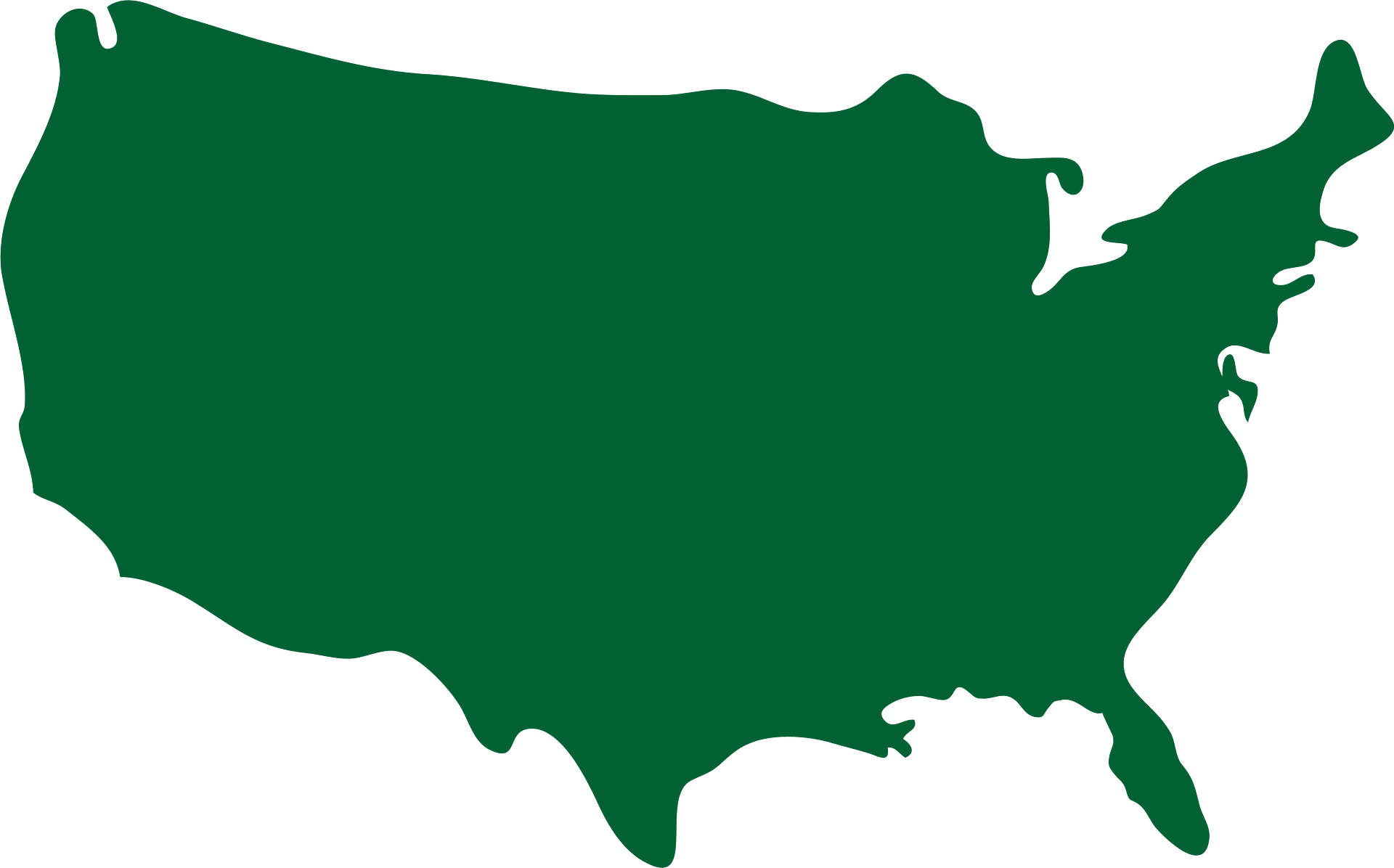 Minimalist United States Map Silhouette Clipart - Clean Green Cartographic Design
