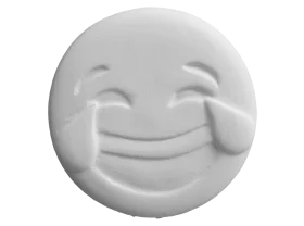 Monochromatic Laughing Emoji Clipart: Sculptural Rendering of Joyful Expression