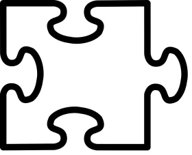 Monochrome Interlocking Puzzle Piece Clipart - Simple Geometric Connection Symbol