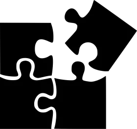 Monochrome Interlocking Puzzle Pieces Clipart Symbolizing Unity and Connection