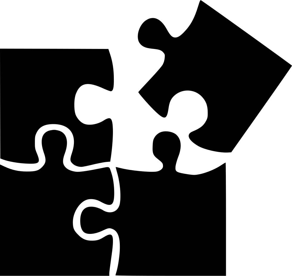 Monochrome Interlocking Puzzle Pieces Clipart Symbolizing Unity and Connection