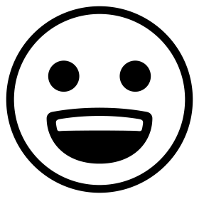 Monochrome Simple Smiley Face Clipart with Wide Open Cheerful Grin