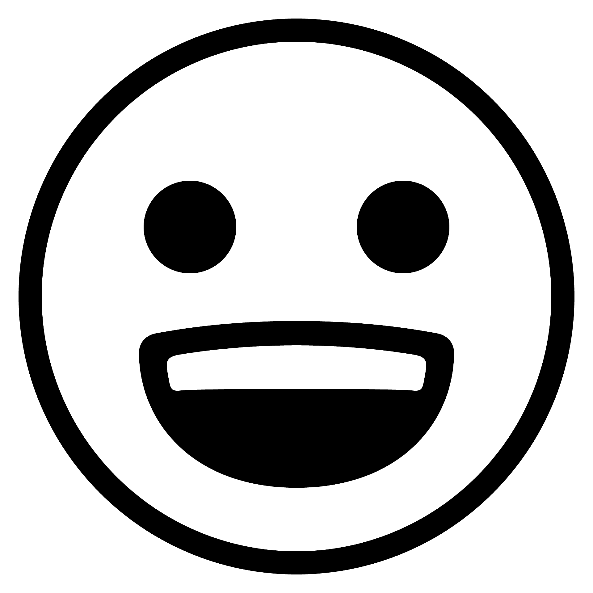 Monochrome Simple Smiley Face Clipart with Wide Open Cheerful Grin
