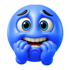 Nervous Blue Emoji Clipart: Anxious Cartoon Face Expressing Worry
