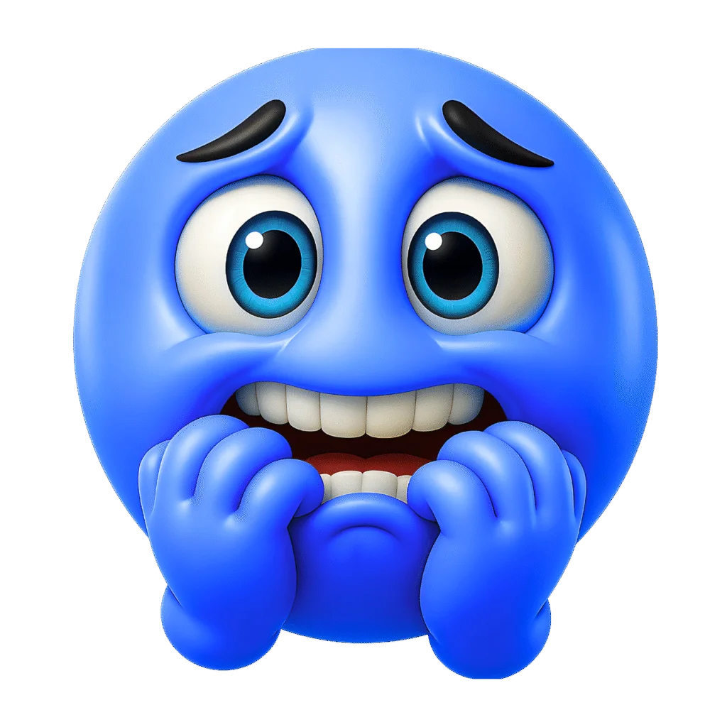 Nervous Blue Emoji Clipart: Anxious Cartoon Face Expressing Worry