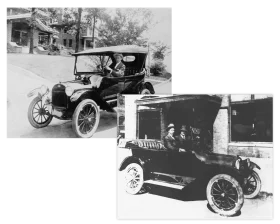 Nostalgic Black and White Vintage Automobile Clipart Collection from Early 20th Century