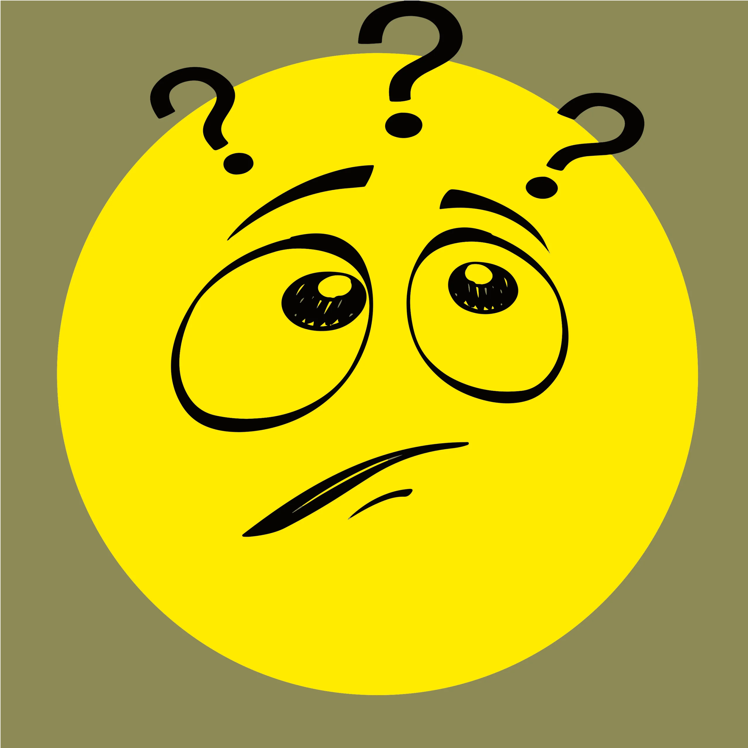 Perplexed Yellow Emoji Clipart: Confusion and Questioning Expression