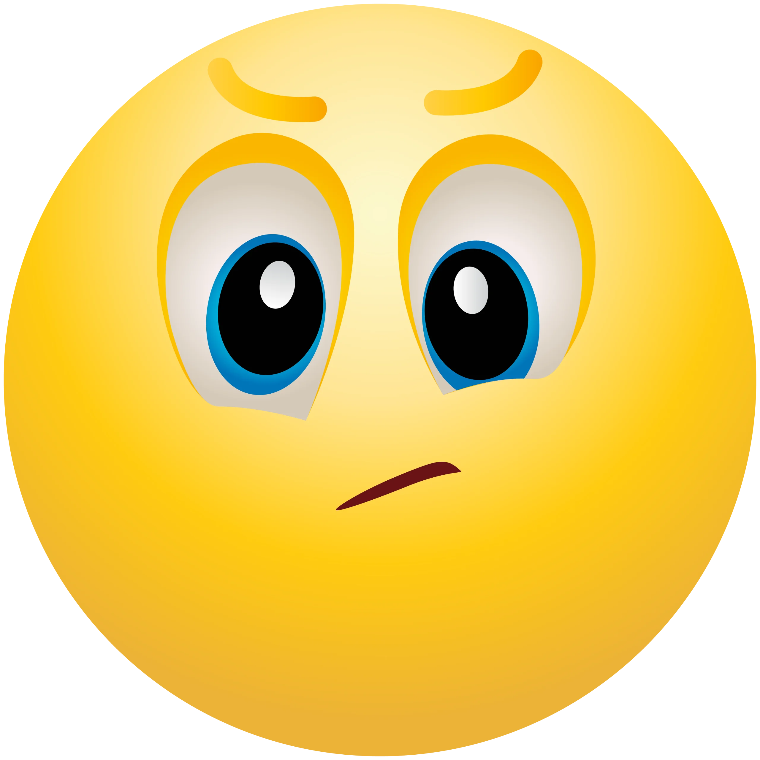 Perplexed Yellow Round Emoji Clipart Expressing Mild Confusion and Uncertainty