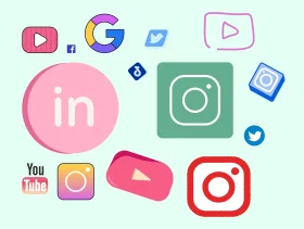 Playful Social Media Platform Icons Clipart Collection in Soft Pastel Palette