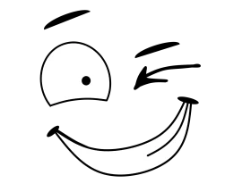Playful Winking Cartoon Face Clipart with Cheerful Grin and Expressive Eyes