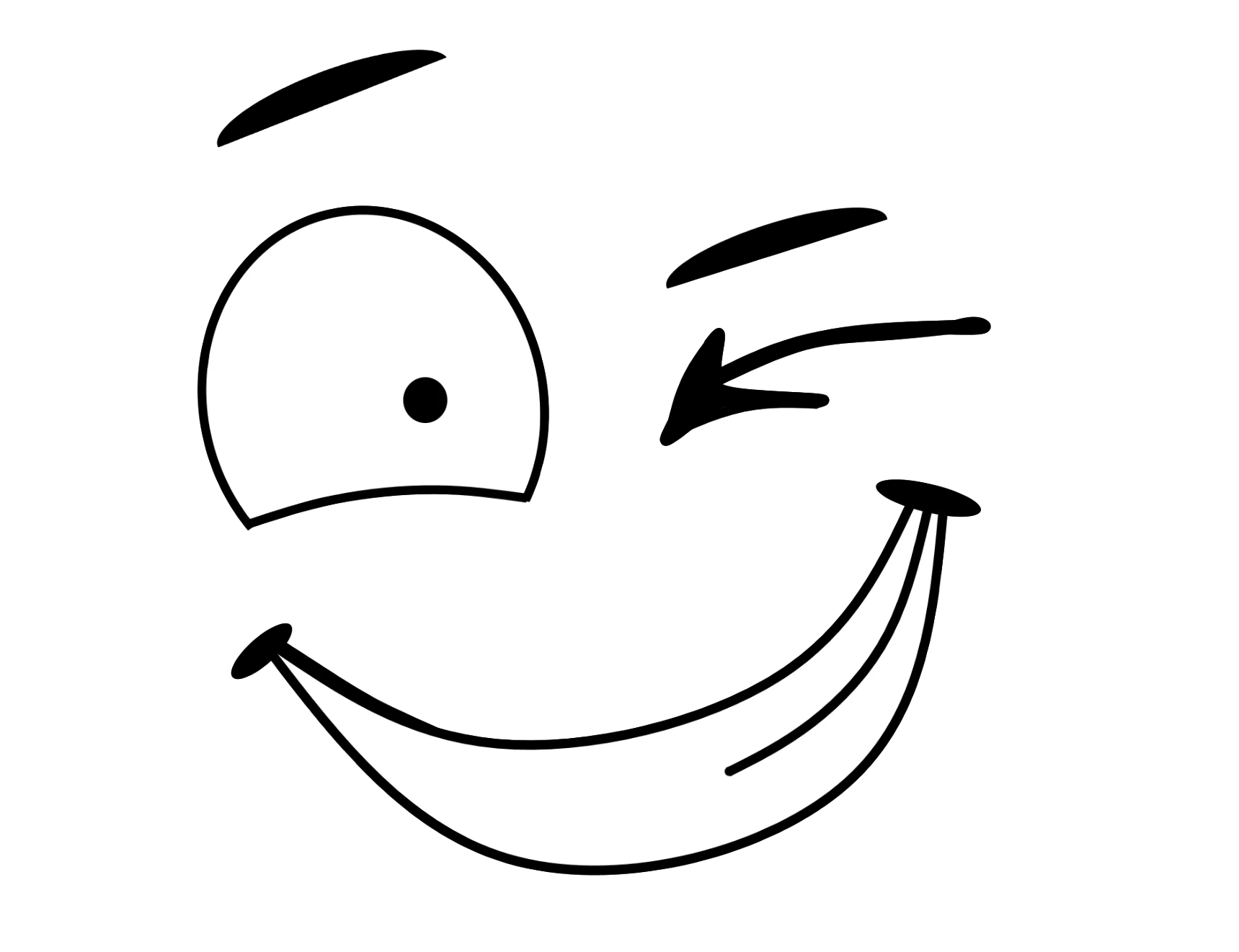 Playful Winking Cartoon Face Clipart with Cheerful Grin and Expressive Eyes