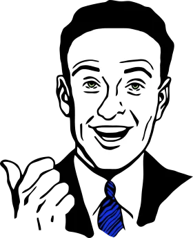 Retro Cheerful Businessman Clipart Illustration with Enthusiastic Gesture