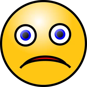 Sad Yellow Emoticon Clipart Expressing Disappointment and Mild Distress