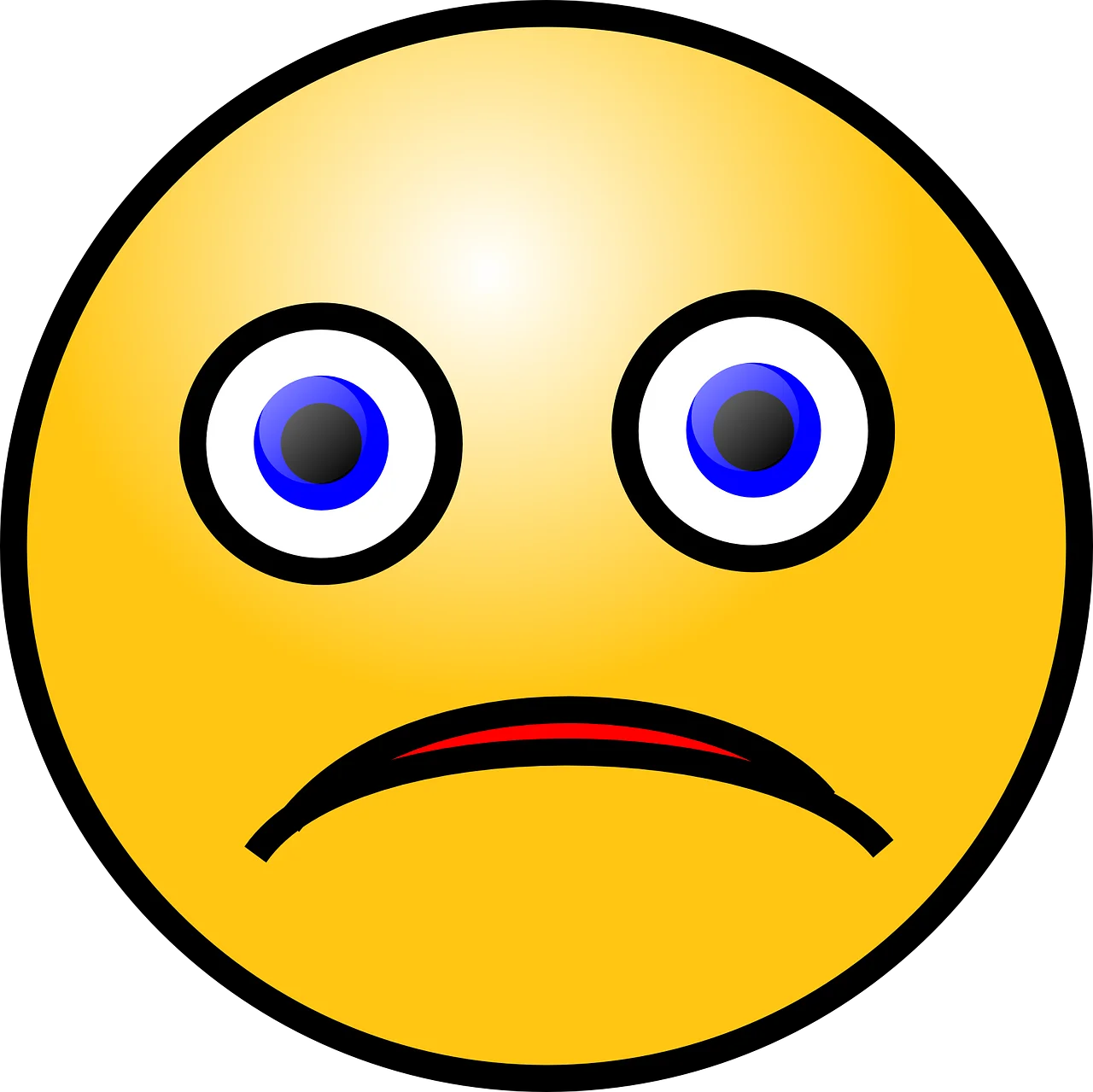Sad Yellow Emoticon Clipart Expressing Disappointment and Mild Distress