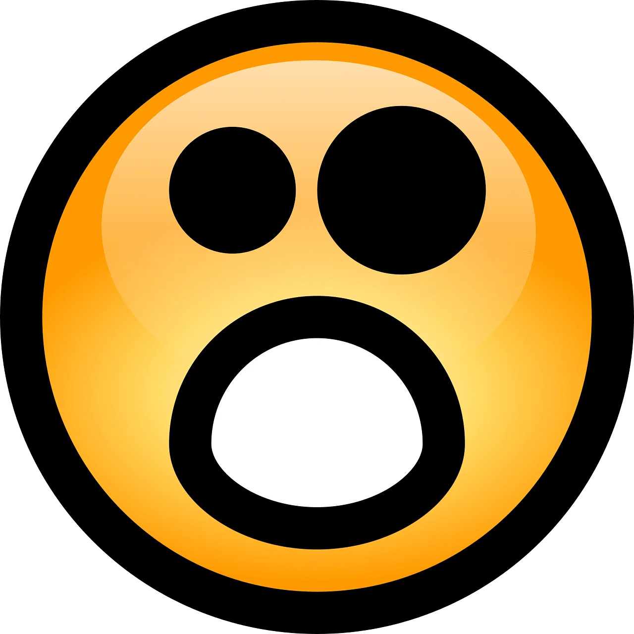 Shocked and Surprised Yellow Emoji Clipart - Expressive Digital Emotion Icon