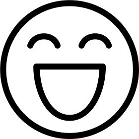 Simple Black and White Happy Smiley Face Clipart with Wide Open Grin