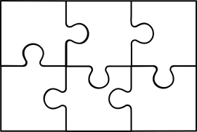 Simple Black and White Interlocking Puzzle Pieces Clipart Design