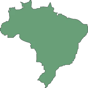 Simple Green Minimalist Brazil Country Outline Clipart Map Silhouette