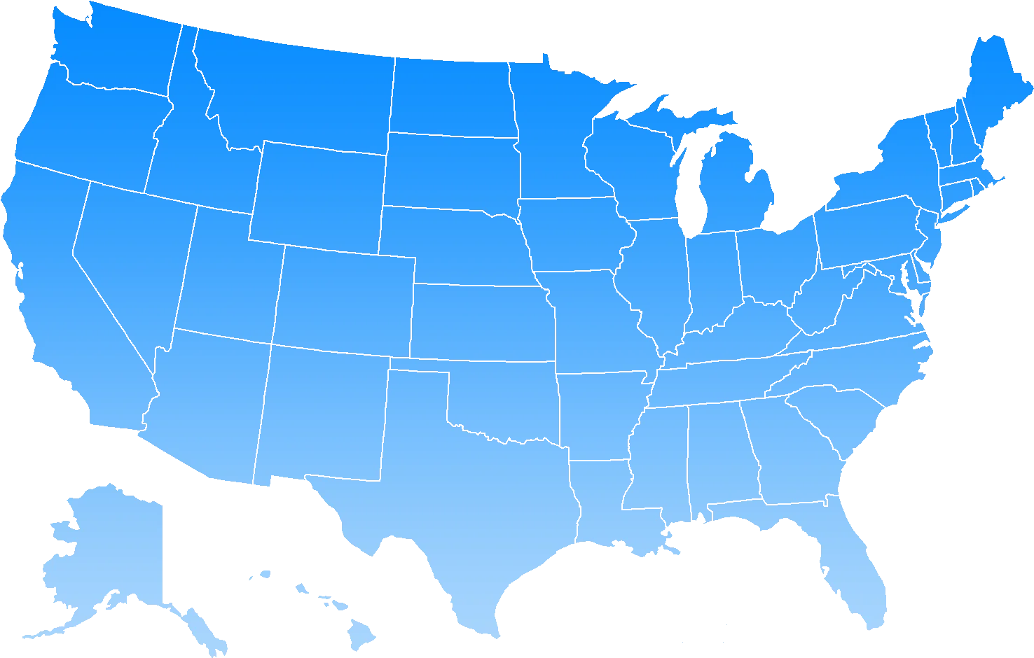 Simplified Blue Gradient United States Map Clipart Illustration