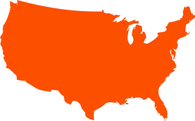 Simplified United States of America Silhouette Clipart Design in Bold Orange