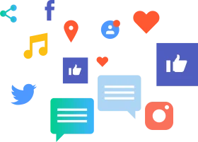 Social Media Icons and Interaction Elements Colorful Clipart Collection