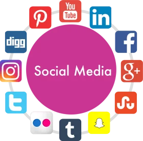 Social Media Platform Icons Colorful Interconnected Clipart Design