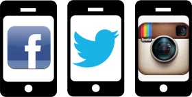Social Media Platform Icons Smartphone Clipart Collection: Facebook, Twitter, Instagram